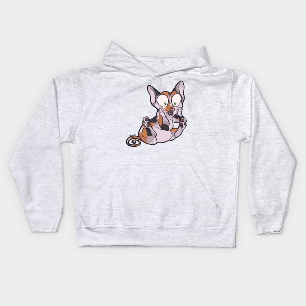 Oh My - Calico Sphynx Kids Hoodie by TaksArt